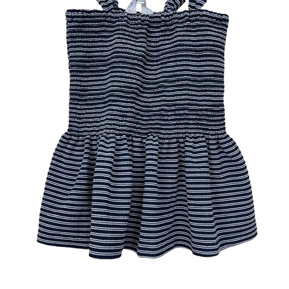 Madewell Texture & Thread Smocked Peplum Tank Top in Stripe Size XXS - Picture 4 of 14